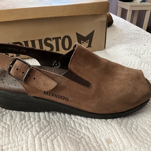 Mephisto Nonny Brown Nubuck Leather Peep Toe Sandals Size EU39 / US 8 - Picture 8 of 8